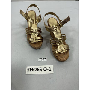 Womans Audrey Brook Carina Strappy Cork Wedge Sandals Size 8 M Gold Open Toe